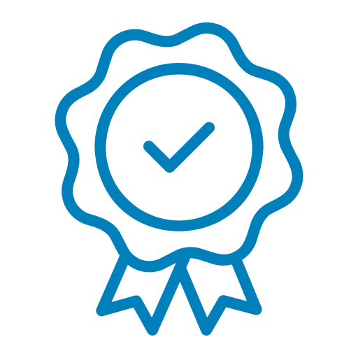 certificate rose with tick in the middle